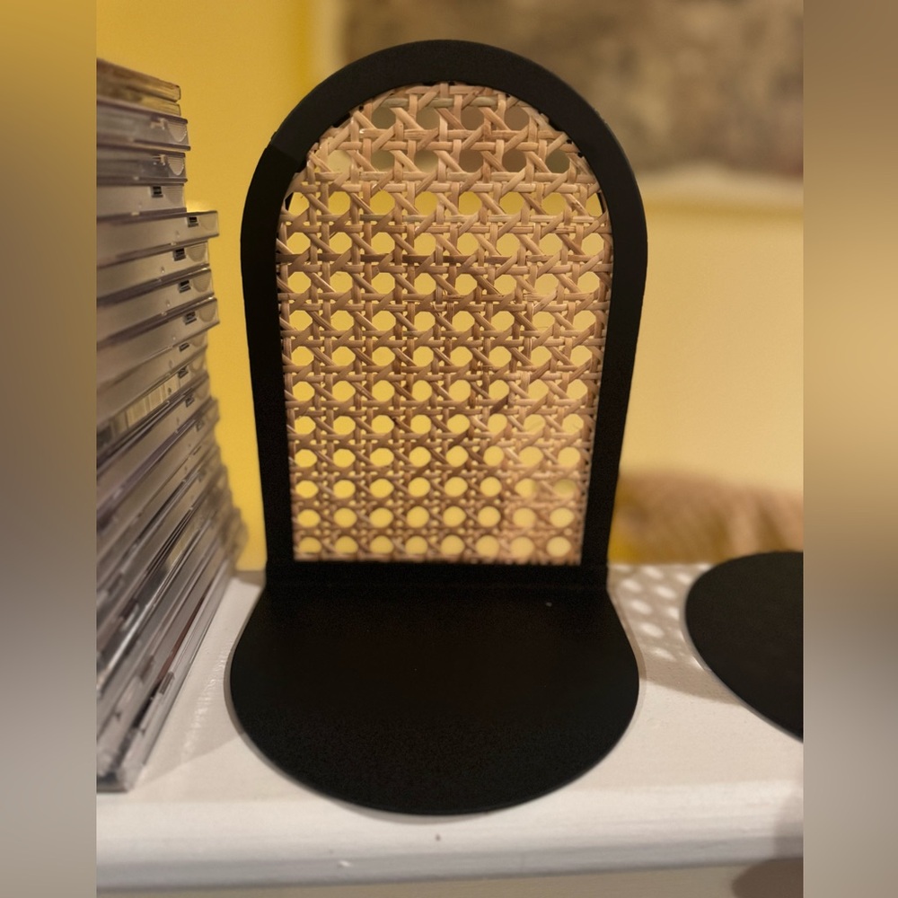 Black and Tan Rattan Bookends
